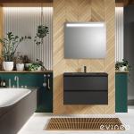 evineo ineo2 vanity unit W: 81 cm, 2 pull-out compartments, with recessed handles, washbasin matt black, vanity unit matt black