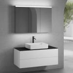 neoro n50 vanity unit W: 120 cm, with 2 pull-out compartments, washbasin W: 58 cm matt white, vanity unit matt white, countertop somnia